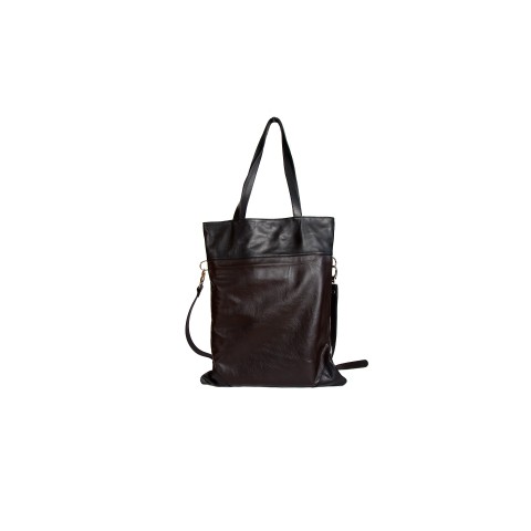 Brown and Black Italian Leather Tote Bag Shopper