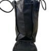 Black Full Grain Italian Leather Trapeze Tote Bag